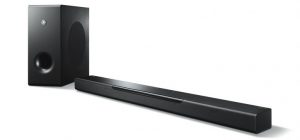 Yamaha BAR 400 sound bar with wireless subwoofer.