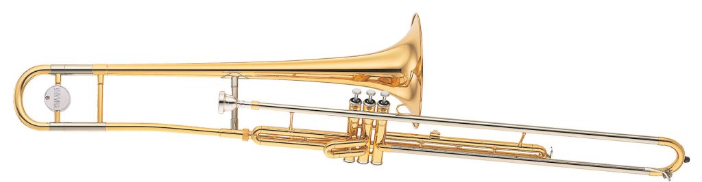 YSL-354V-Valve-Trombone-resize Trombone seen in profile.