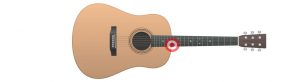Fig.-2-acoustic-guitar-resized Acoustic guitar with target emblem highlighting specific area of lower part of neck.
