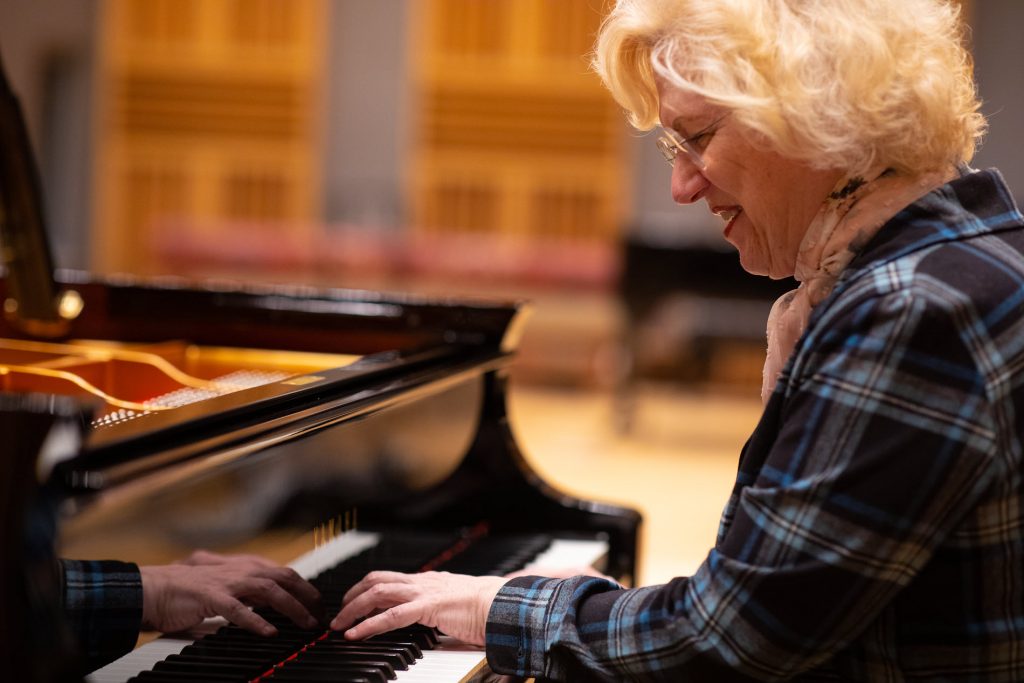 Sarah playing piano.