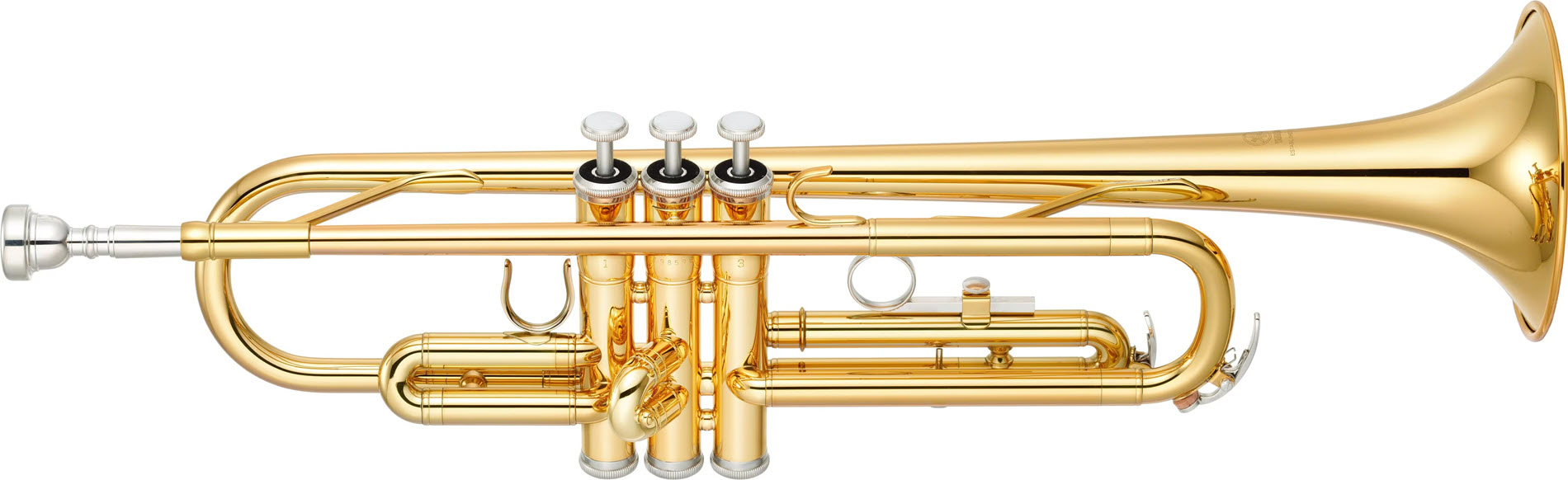 YTR-2330-trumpet-resize Gold trumpet in profile.