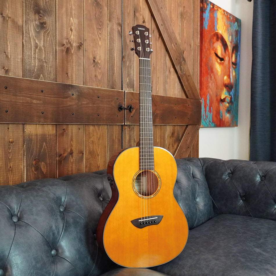 DSC00173-2-resize Acoustic guitar on leather couch.